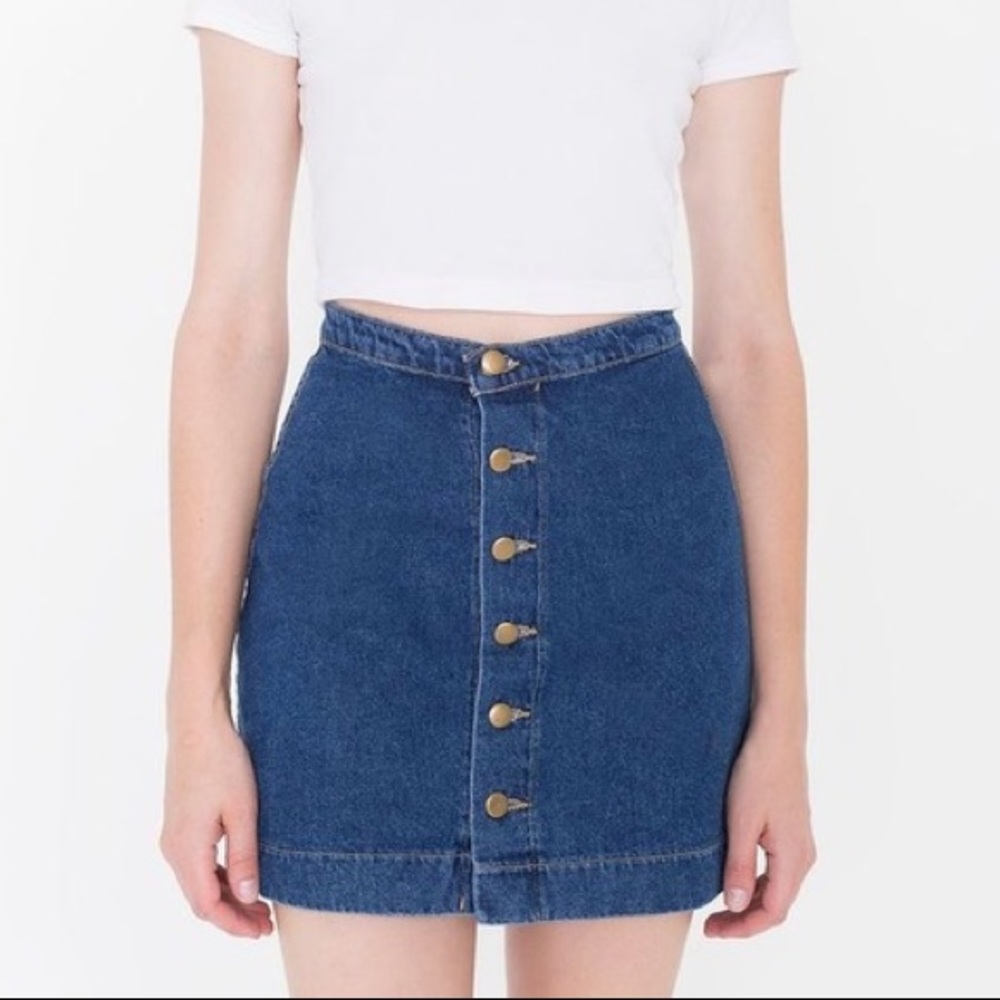 AMERICAN APPAREL π€ BUTTON DOWN MINI DENIM SKIRT - Picture 3 of 8